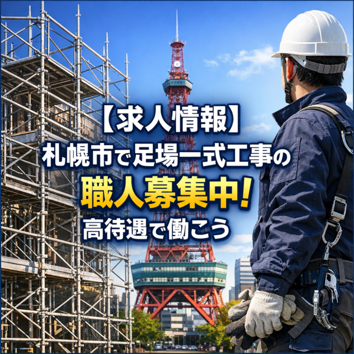 【求人情報】札幌市で足場一式工事の職人募集中！高待遇で働こう