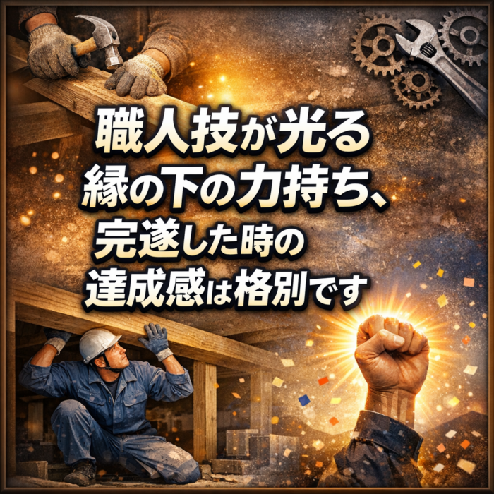 職人技が光る縁の下の力持ち、完遂した時の達成感は格別です